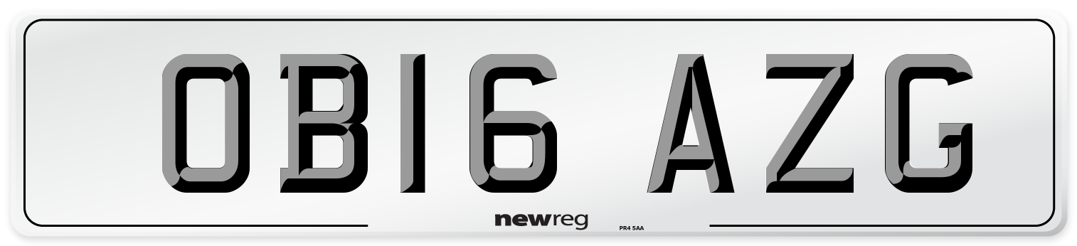 OB16 AZG Number Plate from New Reg
